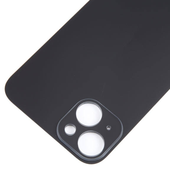 For iPhone 15 Plus Easy Replacement Big Camera Hole Glass Back Battery Cover(Black)