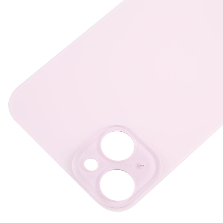 For iPhone 15 Plus Easy Replacement Big Camera Hole Glass Back Battery Cover(Pink)
