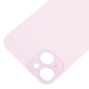 For iPhone 15 Plus Easy Replacement Big Camera Hole Glass Back Battery Cover(Pink)