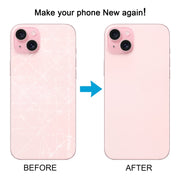 For iPhone 15 Plus Easy Replacement Big Camera Hole Glass Back Battery Cover(Pink)