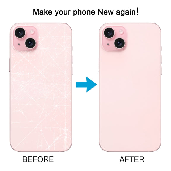 For iPhone 15 Plus Easy Replacement Big Camera Hole Glass Back Battery Cover(Pink)