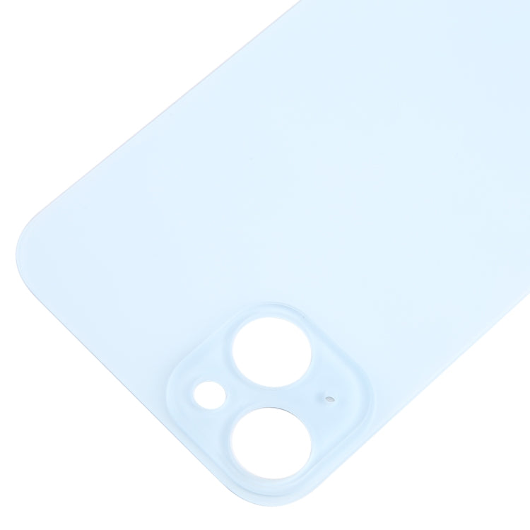 For iPhone 15 Plus Easy Replacement Big Camera Hole Glass Back Battery Cover(Blue)
