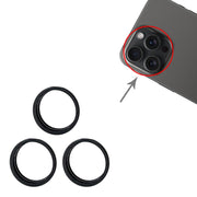 For iPhone 15 Pro / 15 Pro Max 3pcs/set Rear Camera Glass Lens Metal Outside Protector Hoop Ring (Black)