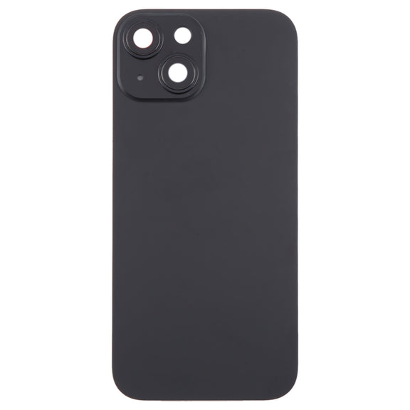For iPhone 15 Plus Glass Battery Back Cover with Camera Lens Cover(Black)