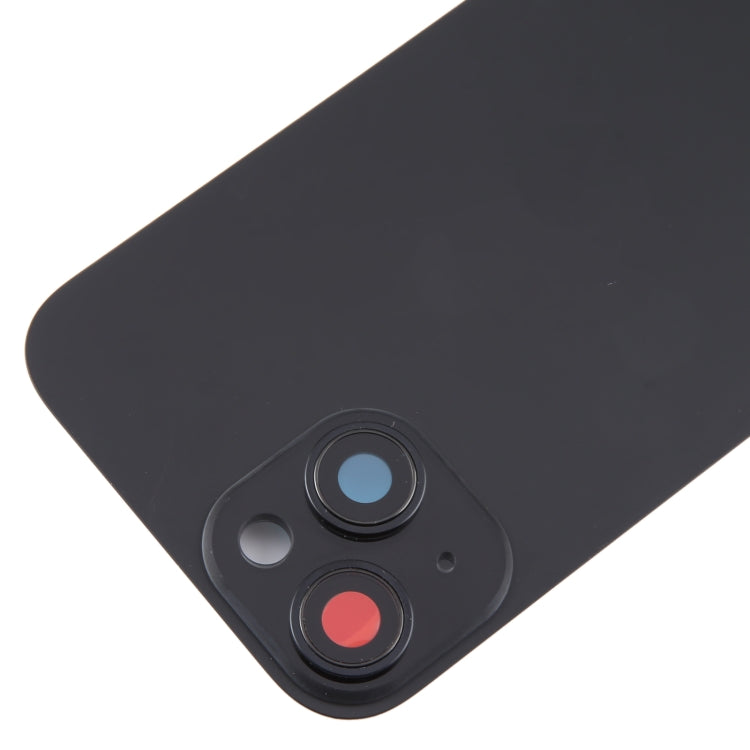For iPhone 15 Plus Glass Battery Back Cover with Camera Lens Cover(Black)