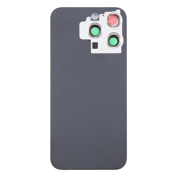 For iPhone 15 Pro Glass Battery Back Cover with Camera Lens Cover(Black)