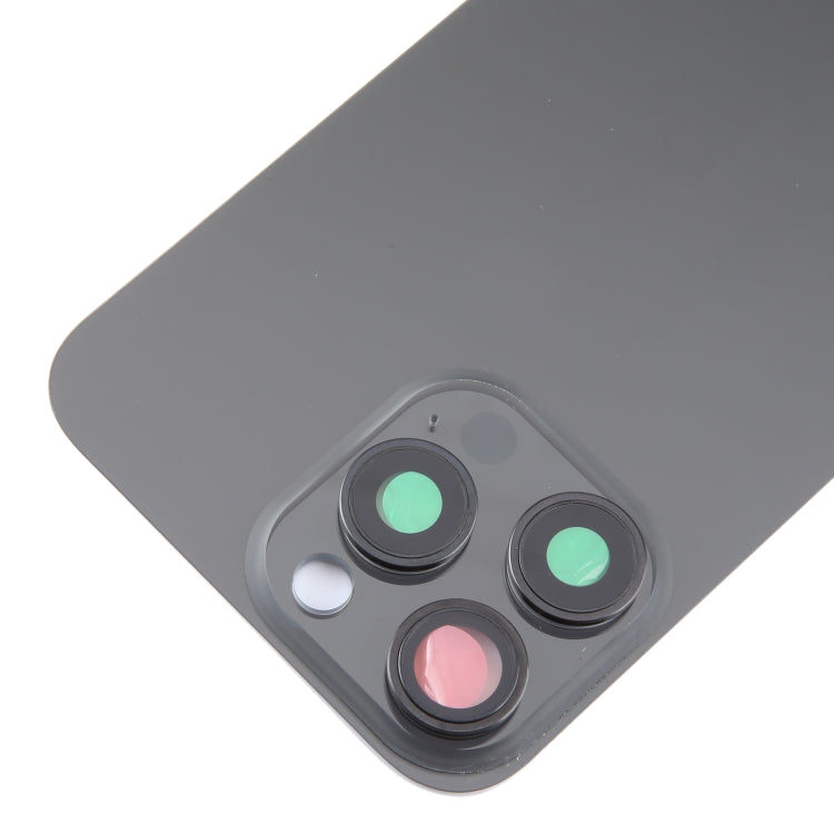For iPhone 15 Pro Glass Battery Back Cover with Camera Lens Cover(Black)