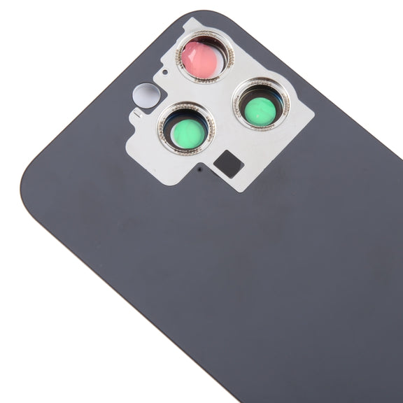 For iPhone 15 Pro Glass Battery Back Cover with Camera Lens Cover(Black)