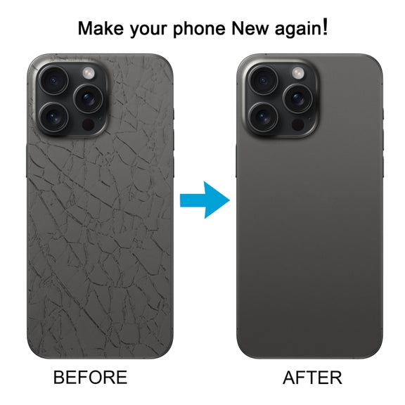 For iPhone 15 Pro Glass Battery Back Cover with Camera Lens Cover(Black)