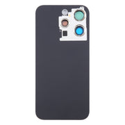 For iPhone 15 Pro Glass Battery Back Cover with Camera Lens Cover(Grey)