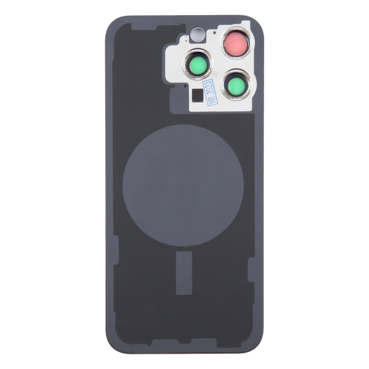 For iPhone 15 Pro Glass Battery Back Cover with Camera Lens Cover(Blue)