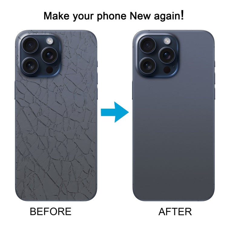 For iPhone 15 Pro Glass Battery Back Cover with Camera Lens Cover(Blue)