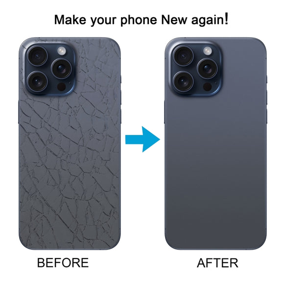 For iPhone 15 Pro Glass Battery Back Cover with Camera Lens Cover(Blue)