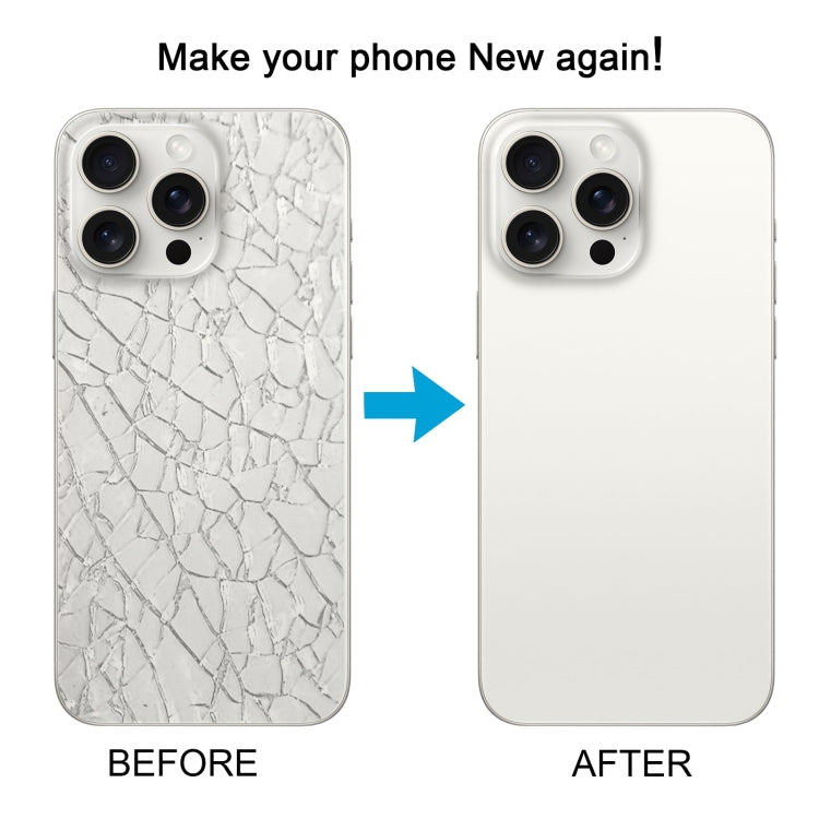 For iPhone 15 Pro Glass Battery Back Cover with Camera Lens Cover(White)