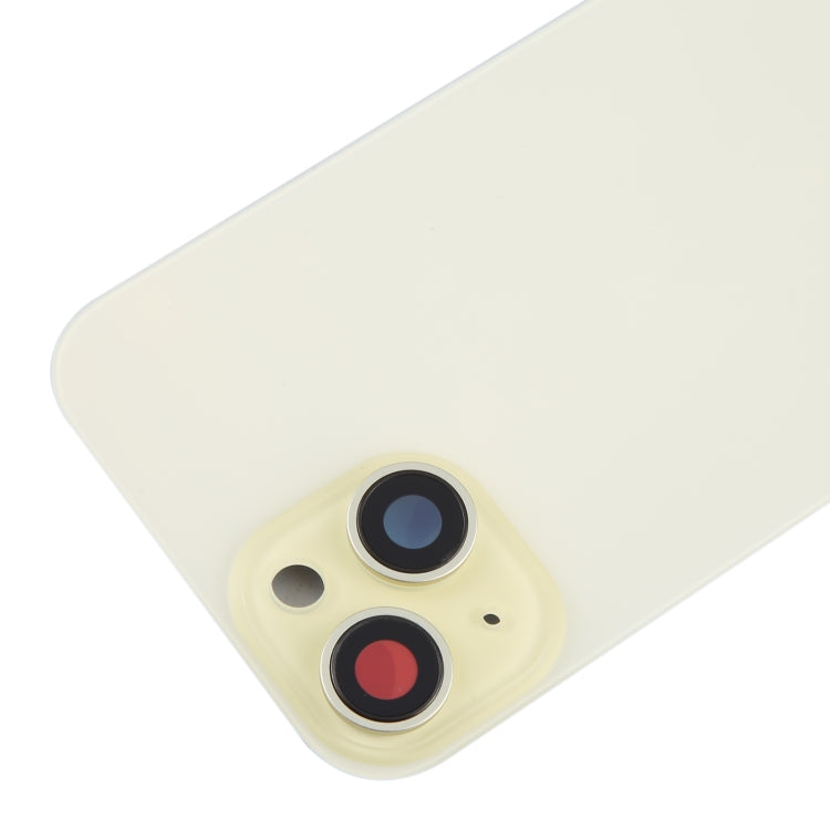 For iPhone 15 Battery Back Cover with Camera Lens Cover + MagSafe Magnet(Yellow)