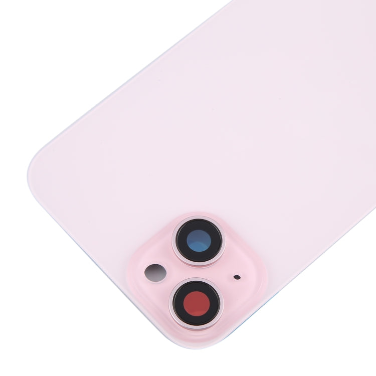 For iPhone 15 Plus Battery Back Cover with Camera Lens Cover + MagSafe Magnet(Pink)