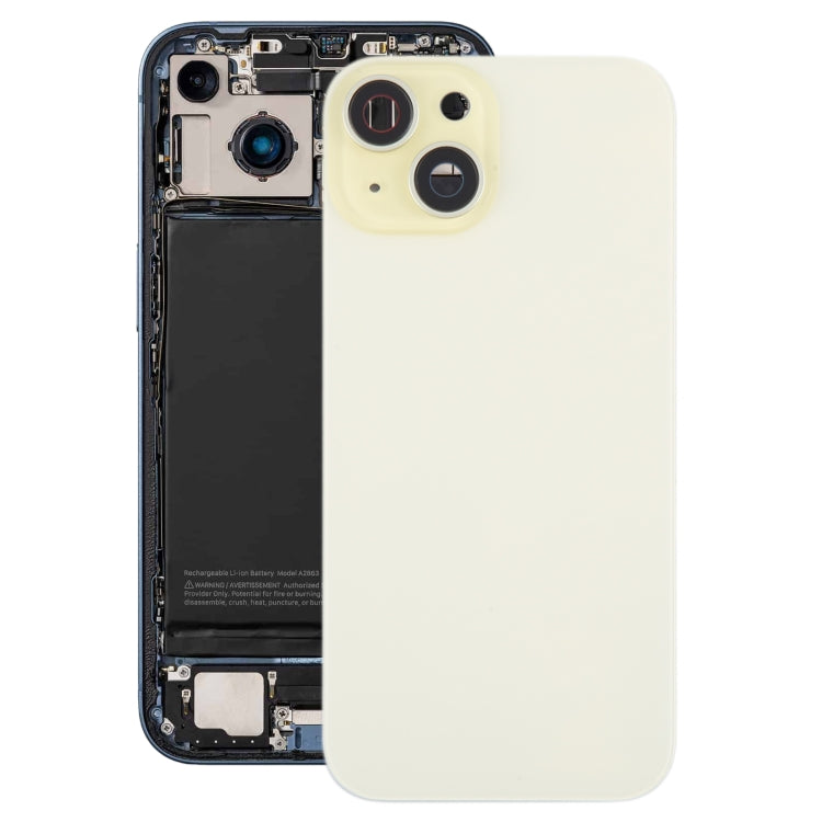 For iPhone 15 Plus Battery Back Cover with Camera Lens Cover + MagSafe Magnet(Yellow)
