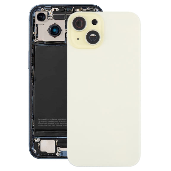For iPhone 15 Plus Battery Back Cover with Camera Lens Cover + MagSafe Magnet(Yellow)