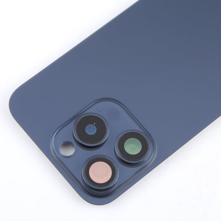 For iPhone 15 Pro Battery Back Cover with Camera Lens Cover + MagSafe Magnet(Blue)