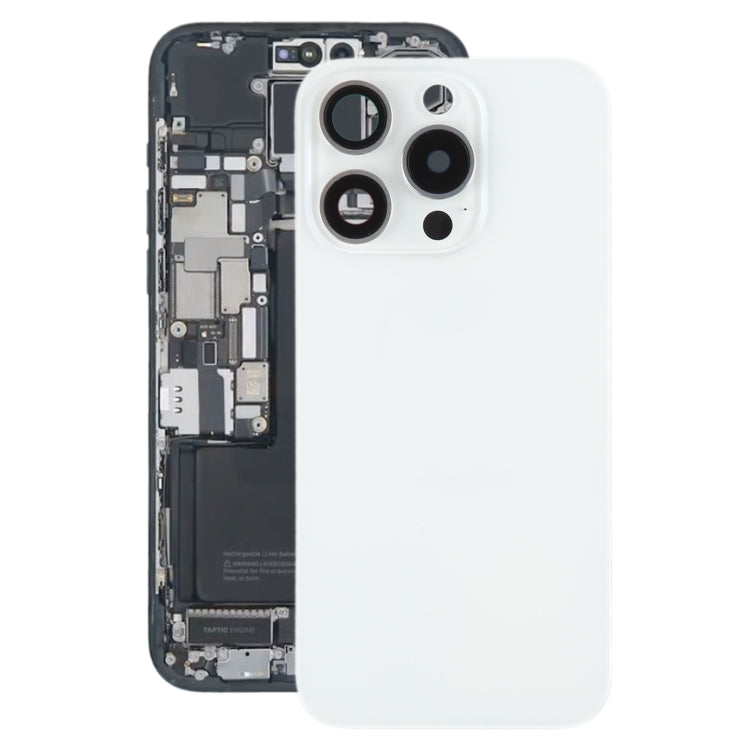 For iPhone 15 Pro Battery Back Cover with Camera Lens Cover + MagSafe Magnet(White)