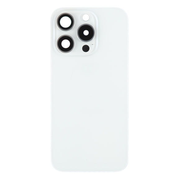 For iPhone 15 Pro Battery Back Cover with Camera Lens Cover + MagSafe Magnet(White)