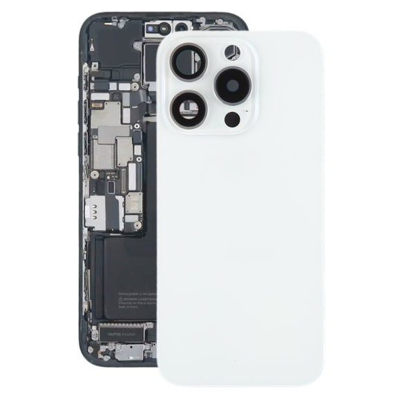 For iPhone 15 Pro Battery Back Cover with Camera Lens Cover + MagSafe Magnet(White)