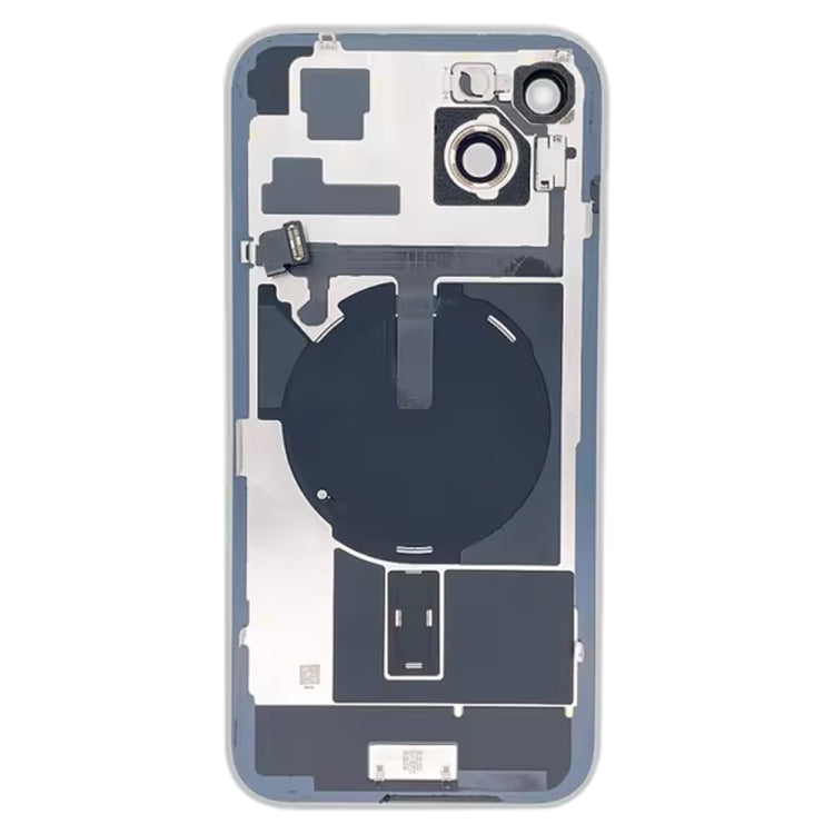 For iPhone 15 Plus Glass Battery Back Cover with Flash Bracket + Wireless Charging Module(Blue)