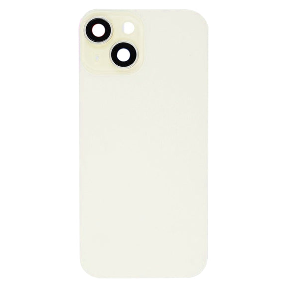 For iPhone 15 Plus Glass Battery Back Cover with Flash Bracket + Wireless Charging Module(Yellow)