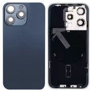 For iPhone 15 Pro Glass Battery Back Cover with Flash Bracket + Wireless Charging Module(Blue)