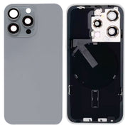 For iPhone 15 Pro Glass Battery Back Cover with Flash Bracket + Wireless Charging Module(Titanium gray)