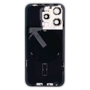 For iPhone 15 Pro Glass Battery Back Cover with Flash Bracket + Wireless Charging Module(Titanium gray)