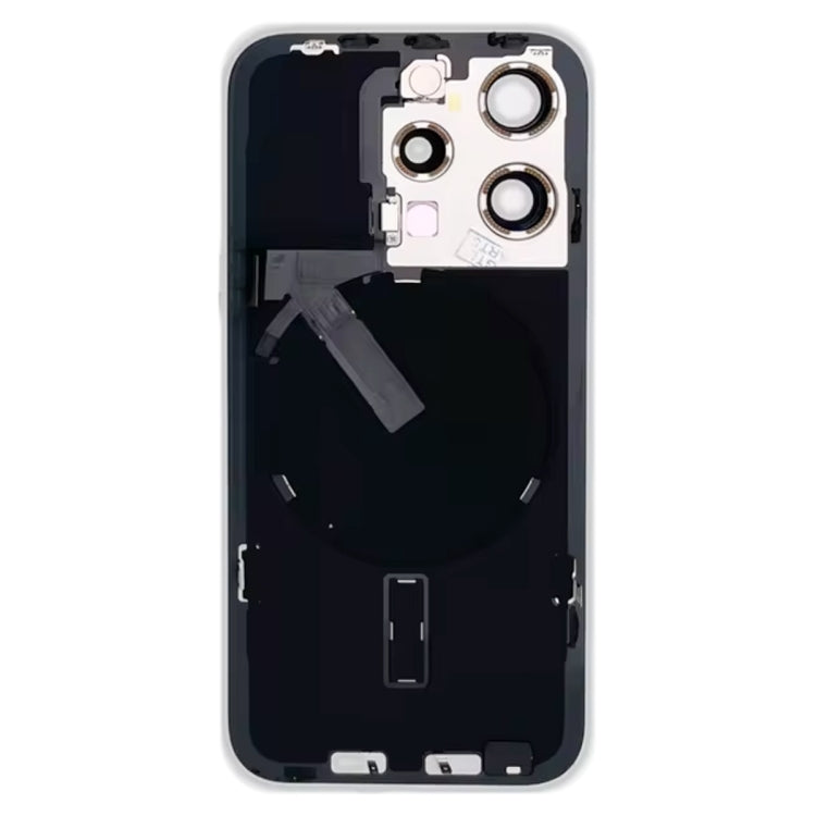 For iPhone 15 Pro Glass Battery Back Cover with Flash Bracket + Wireless Charging Module(White)