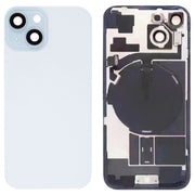 For iPhone 15 Glass Battery Back Cover with Flash Bracket + Wireless Charging Module(Blue)