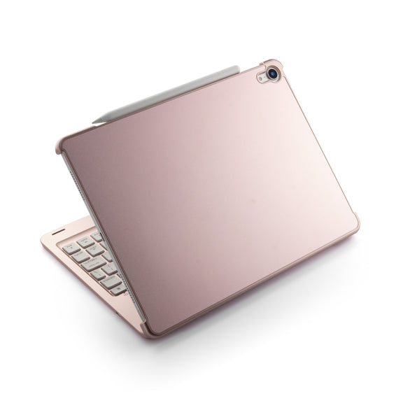 F105A Colorful Backlight Aluminum Backplane Wireless Bluetooth Keyboard Tablet Case for iPad Pro 11 inch ���2018��� (Rose Gold)