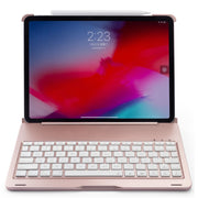 F105A Colorful Backlight Aluminum Backplane Wireless Bluetooth Keyboard Tablet Case for iPad Pro 11 inch ���2018��� (Rose Gold)