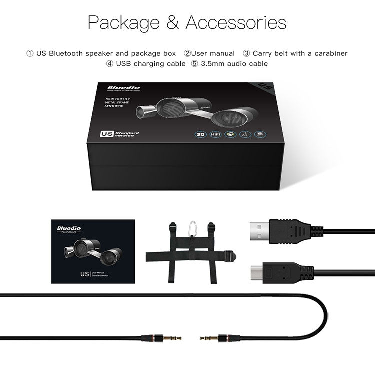 Bluedio US Wireless Bluetooth Satellite Speaker System with Mic(Black)