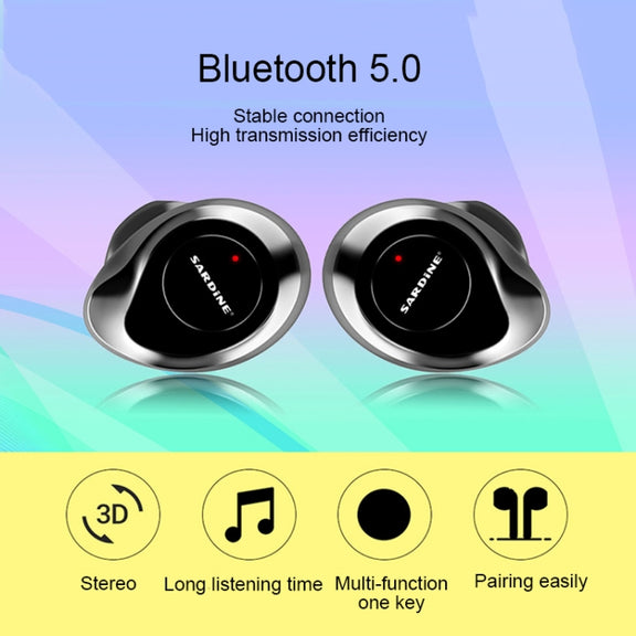 SARDiNE F8 TWS Bluetooth V5.0 Wireless Stereo Earphones with Charging Box(Silver)