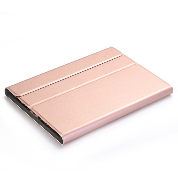 A102 For iPad 10.2 inch Ultra-thin Detachable Bluetooth Keyboard Leather Tablet Case with Stand Function(Rose Gold)