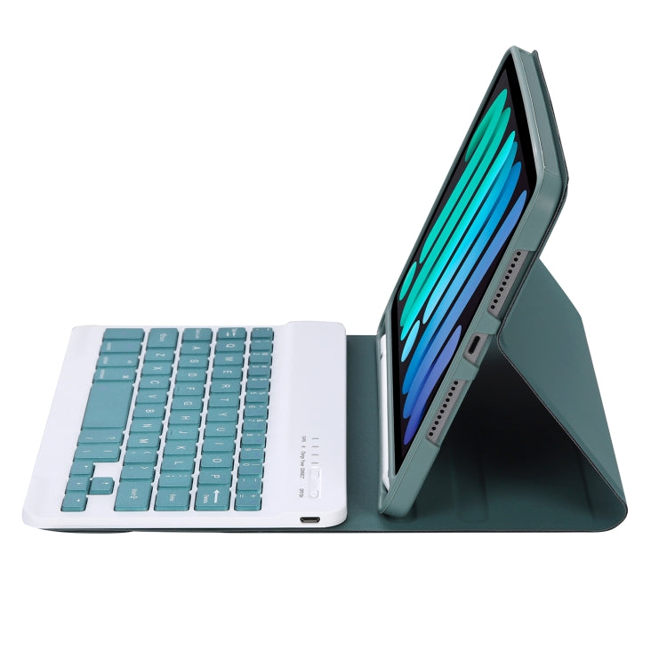 C06B Ultra-thin Candy Colors Bluetooth Keyboard Tablet Case for iPad mini 6, with Stand & Pen Slot (Dark Green)