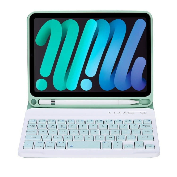 C06B Ultra-thin Candy Colors Bluetooth Keyboard Tablet Case for iPad mini 6 / mini 7 , with Stand & Pen Slot (Green)