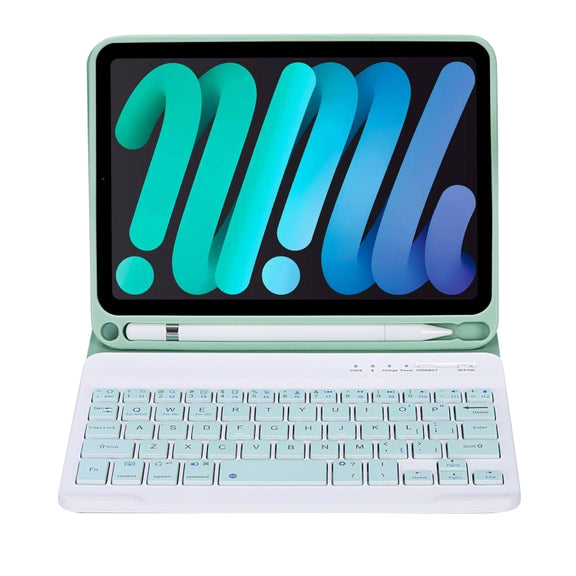 C06B Ultra-thin Candy Colors Bluetooth Keyboard Tablet Case for iPad mini 6 / mini 7 , with Stand & Pen Slot (Green)