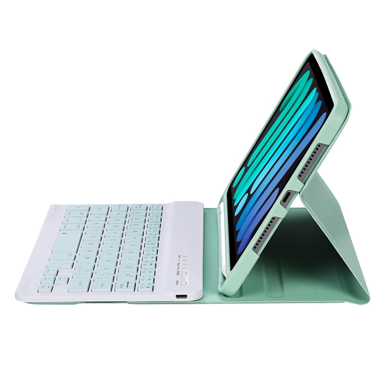 C06B Ultra-thin Candy Colors Bluetooth Keyboard Tablet Case for iPad mini 6 / mini 7 , with Stand & Pen Slot (Green)