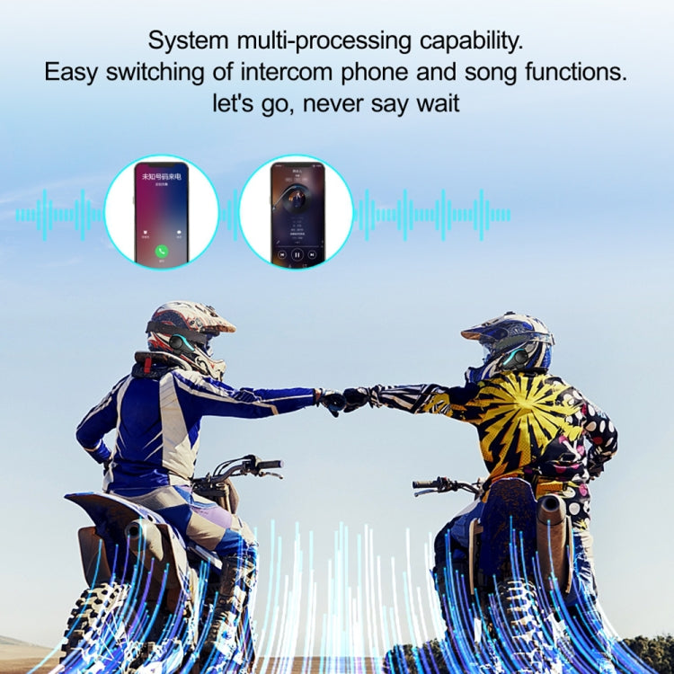 Hysnox HY-02 Bluetooth 5.0 Motorcycle Helmet Headset 2000M 6 Riders Intercom Headset (Blue)