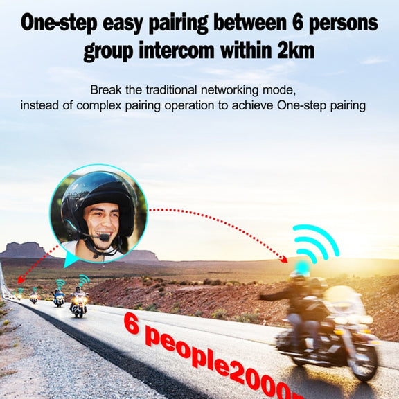 Hysnox HY-02 Bluetooth 5.0 Motorcycle Helmet Headset 2000M 6 Riders Intercom Headset (Red)