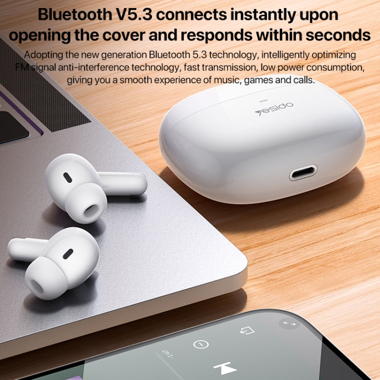 Yesido TWS28 ANC+ENC Dual Noise Reduction Smart TWS Wireless Bluetooth Earphone (White)
