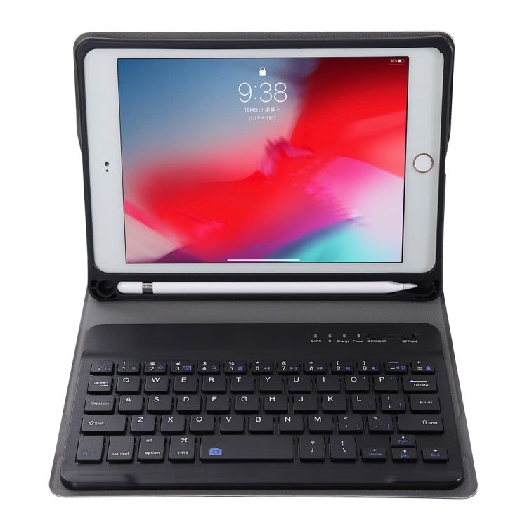 A05B Bluetooth 3.0 Ultra-thin ABS Detachable Bluetooth Keyboard Leather Tablet Case for iPad mini 5 / 4 / 3 / 2, with Holder(Dark Blue)