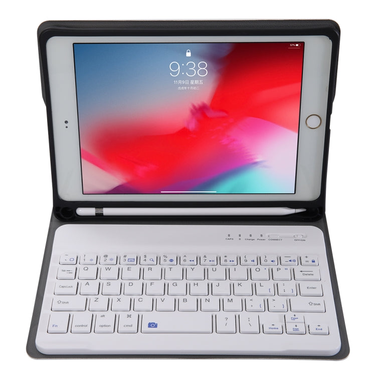A05B Bluetooth 3.0 Ultra-thin ABS Detachable Bluetooth Keyboard Leather Tablet Case for iPad mini 5 / 4 / 3 / 2, with Holder(Gold)