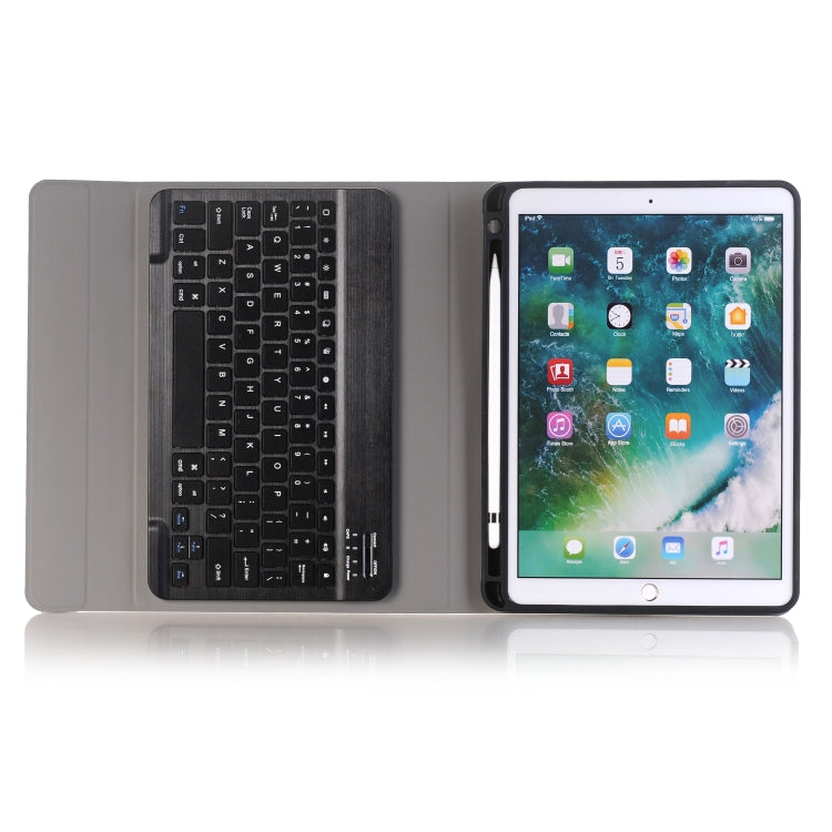 A09B Bluetooth 3.0 Ultra-thin ABS Detachable Bluetooth Keyboard Leather Tablet Case for iPad Air / Pro 10.5 inch (2019), with Pen Slot & Holder (Black)