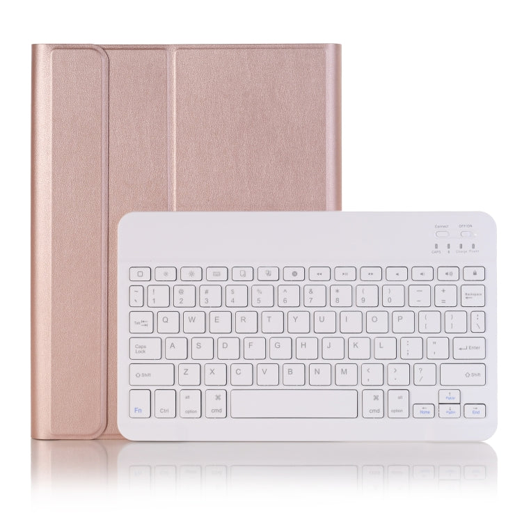 A09B Bluetooth 3.0 Ultra-thin ABS Detachable Bluetooth Keyboard Leather Tablet Case for iPad Air / Pro 10.5 inch (2019), with Pen Slot & Holder (Rose Gold)