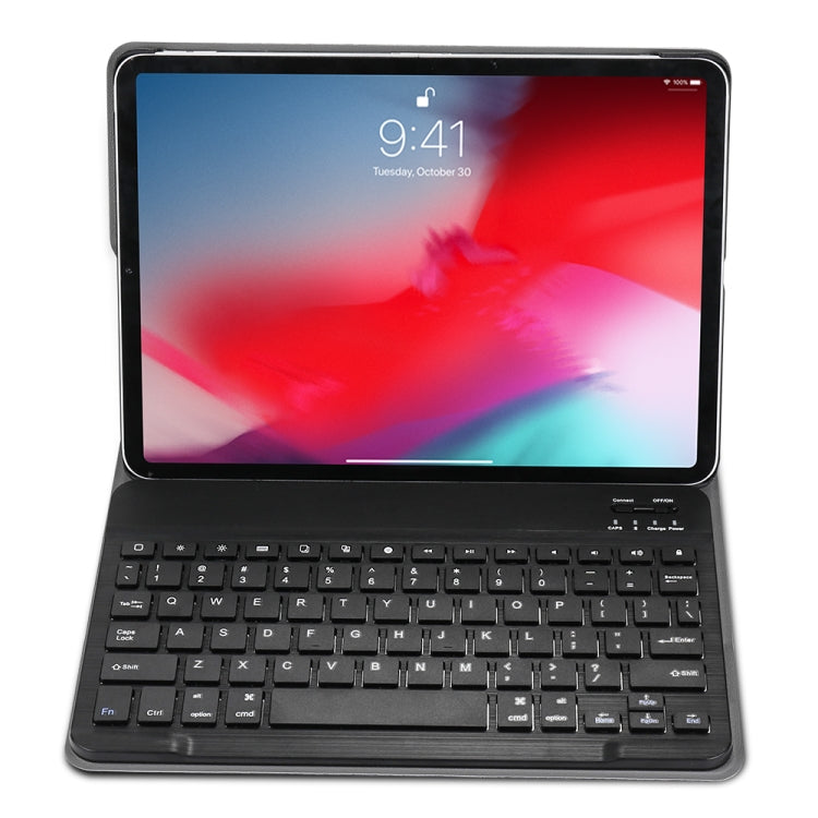A11 Bluetooth 3.0 Ultra-thin ABS Detachable Bluetooth Keyboard Leather Tablet Case for iPad Pro 11 inch ���2018���, with Holder (Black)
